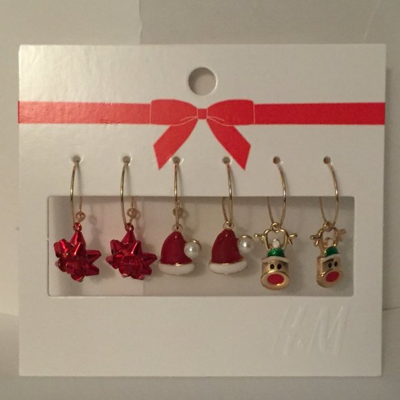 H&M 7x Christmas Rings S/M or M/L - Santa Bow Tree - Picture 9 of 9